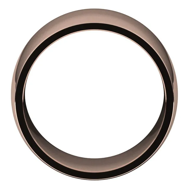10K Rose Gold Domed Light Comfort Fit Wedding Band, 12 mm Wide