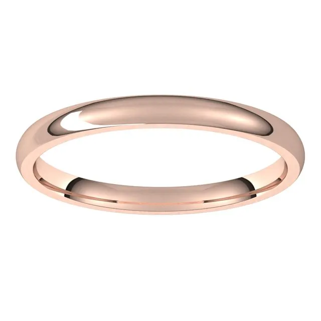 10K Rose Gold Domed Light Comfort Fit Wedding Band, 2 mm Wide
