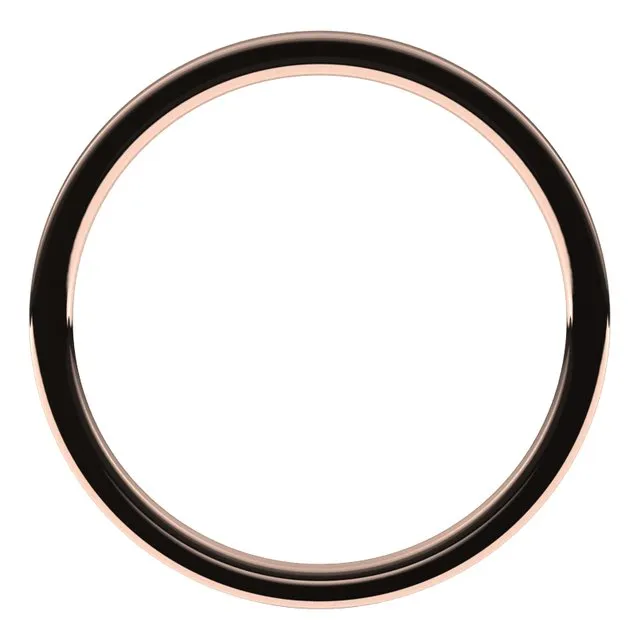 10K Rose Gold Flat Comfort Fit Light Wedding Band, 1 mm Wide