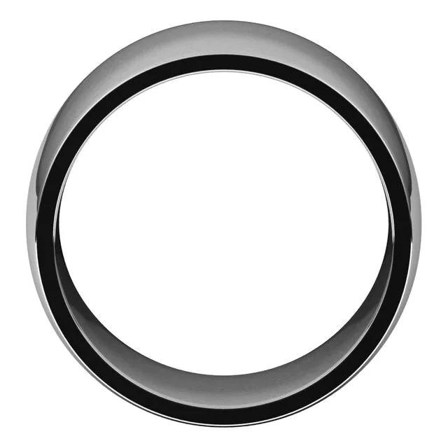 10K White Gold Domed Light Comfort Fit Wedding Band, 12 mm Wide