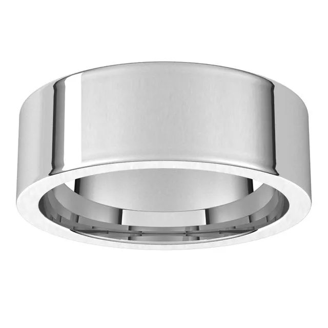 10K White Gold Flat Comfort Fit Wedding Band, 7 mm Wide