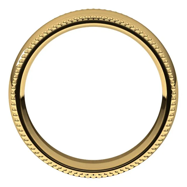 10K Yellow Gold Beaded Comfort Fit Wedding Band, 6 mm Wide