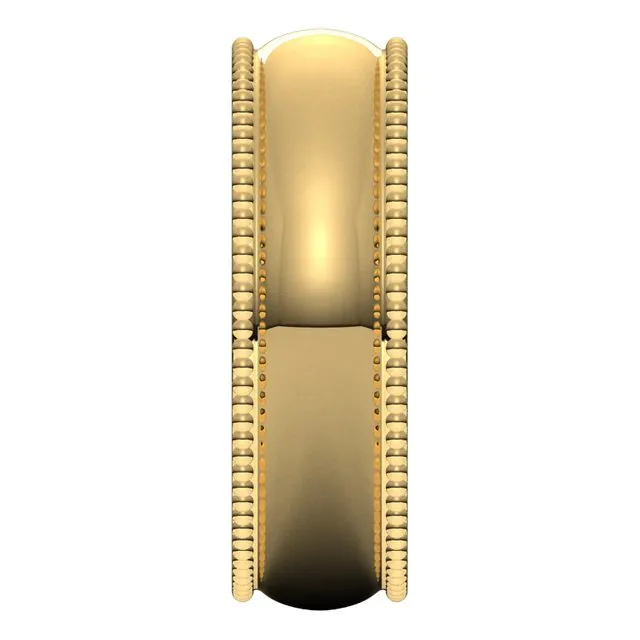 10K Yellow Gold Beaded Comfort Fit Wedding Band, 6 mm Wide