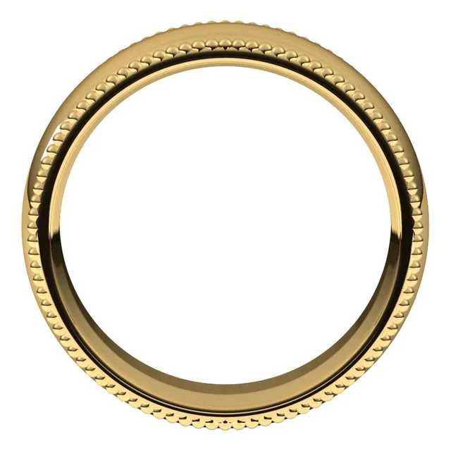 10K Yellow Gold Beaded Comfort Fit Wedding Band, 7 mm Wide