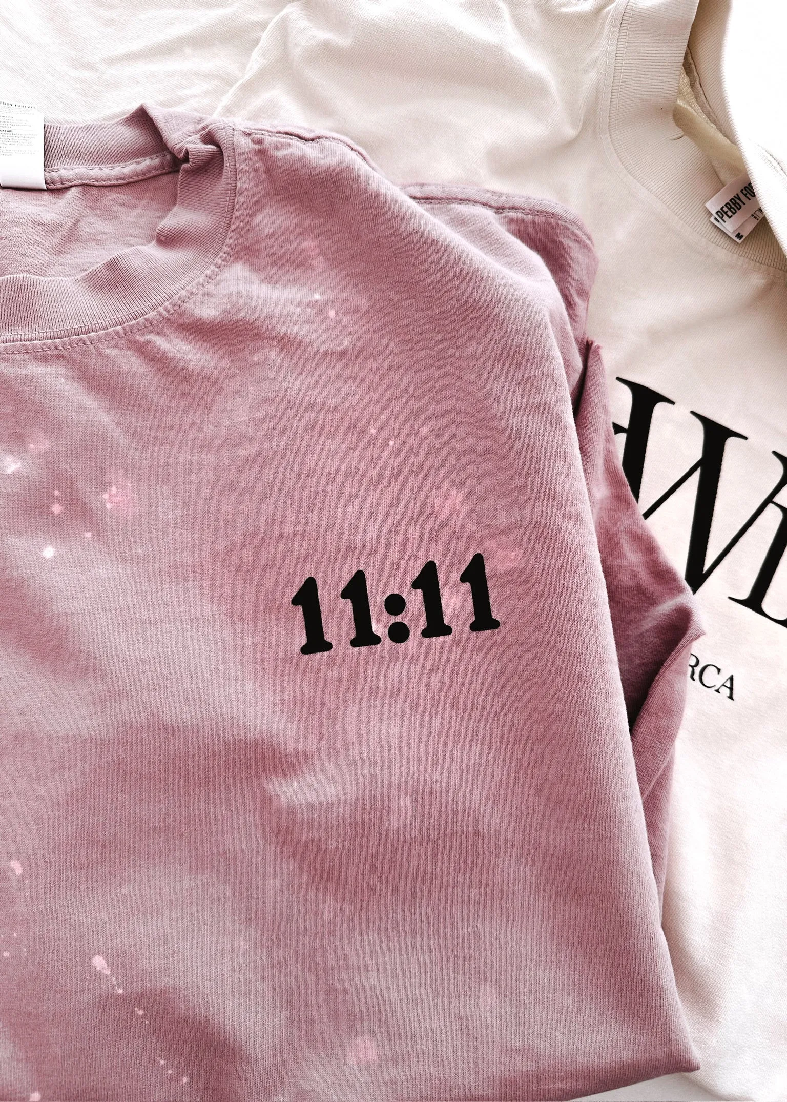 11:11 ANGEL NUMBERS BLEACHED OUT SIDE SLIT TEE