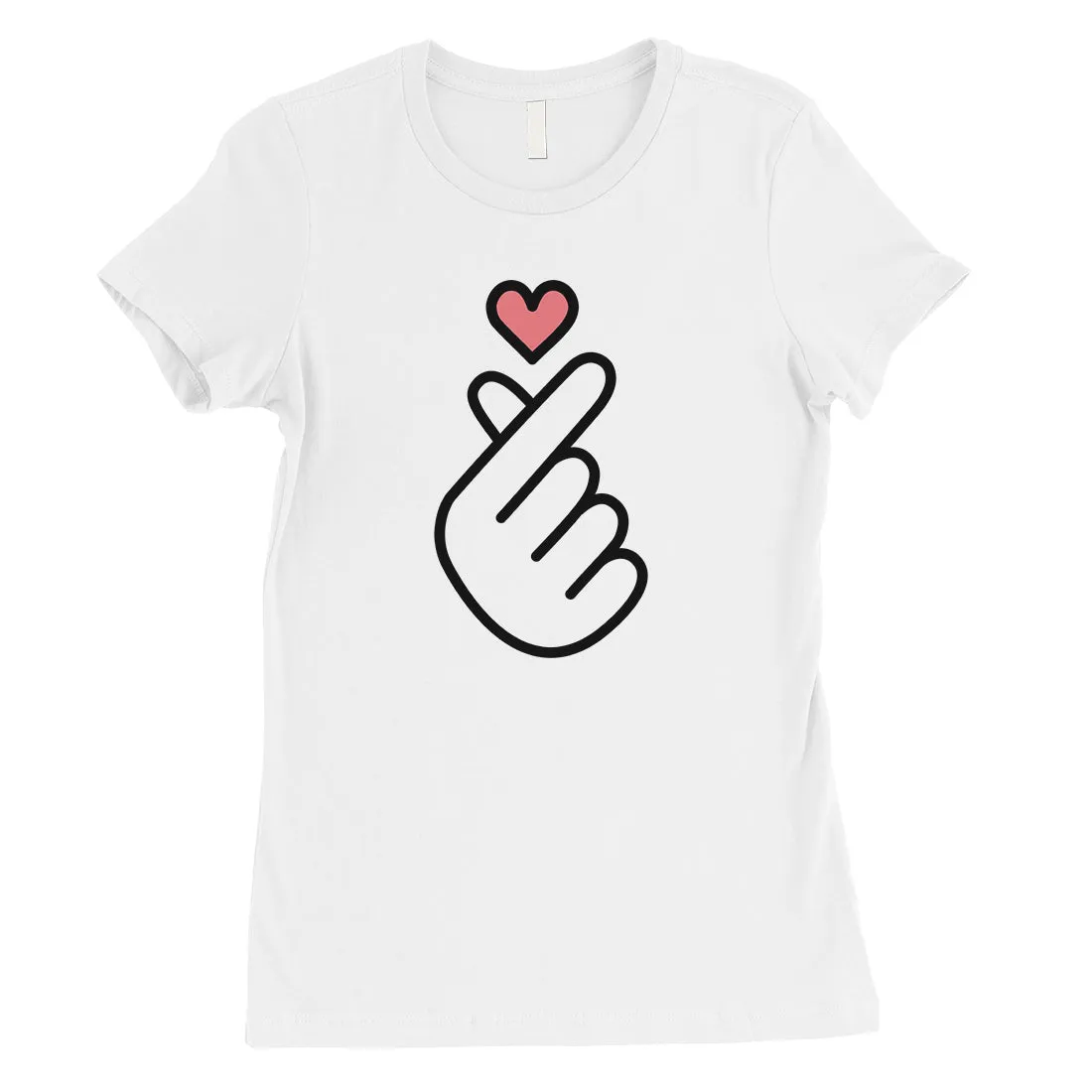 365 Printing Finger Heart Womens Wonderful Sweet T-Shirt Gift for Girlfriend
