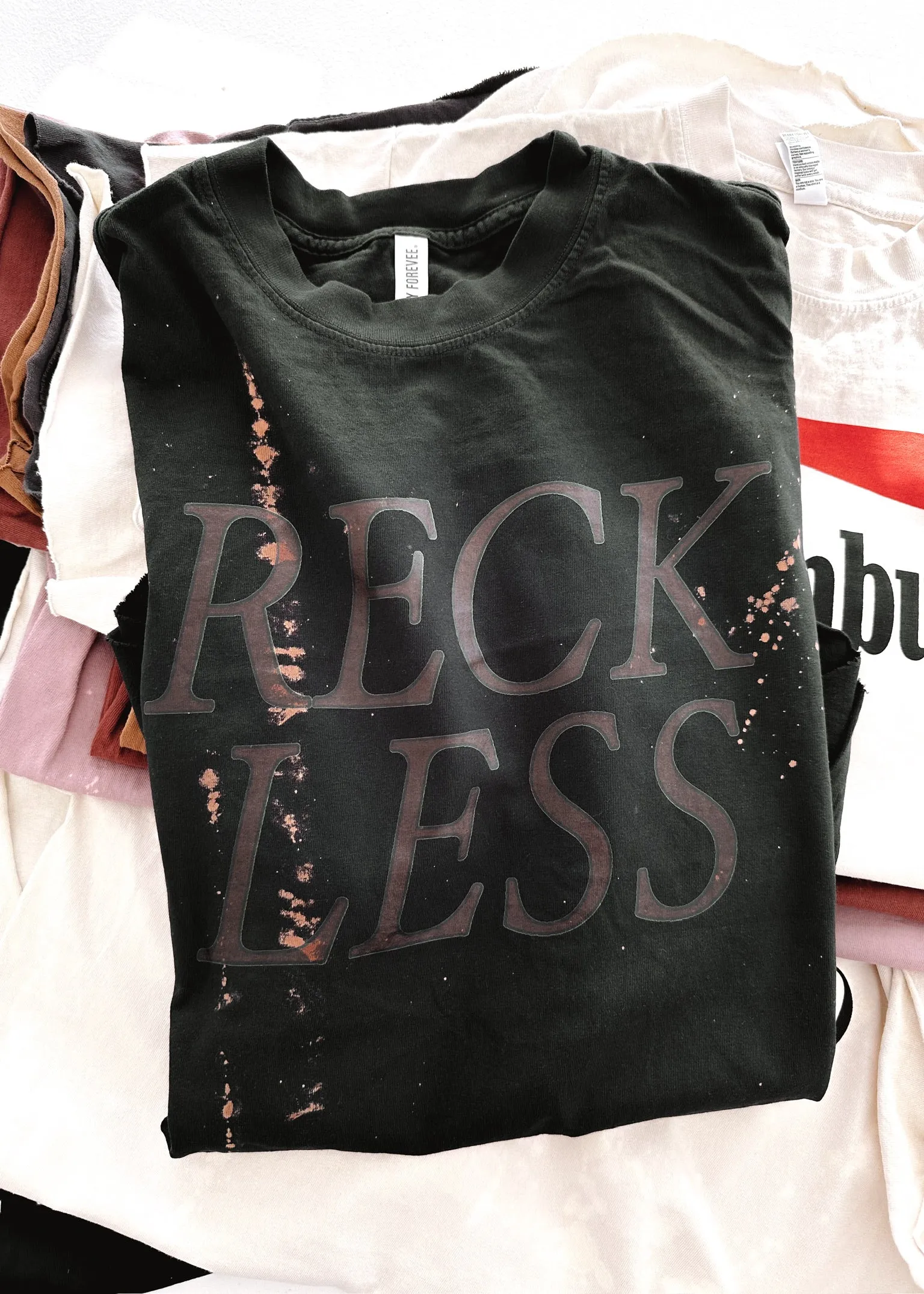 90's RECKLESS BLACKED & BLEACHED OUT SIDE SLIT TEE