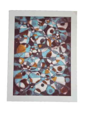 Abstract Circles Teal Blue Silkscreen Print by Nate Duval
