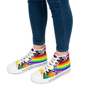 Abstract rainbows Women's High Top Sneakers