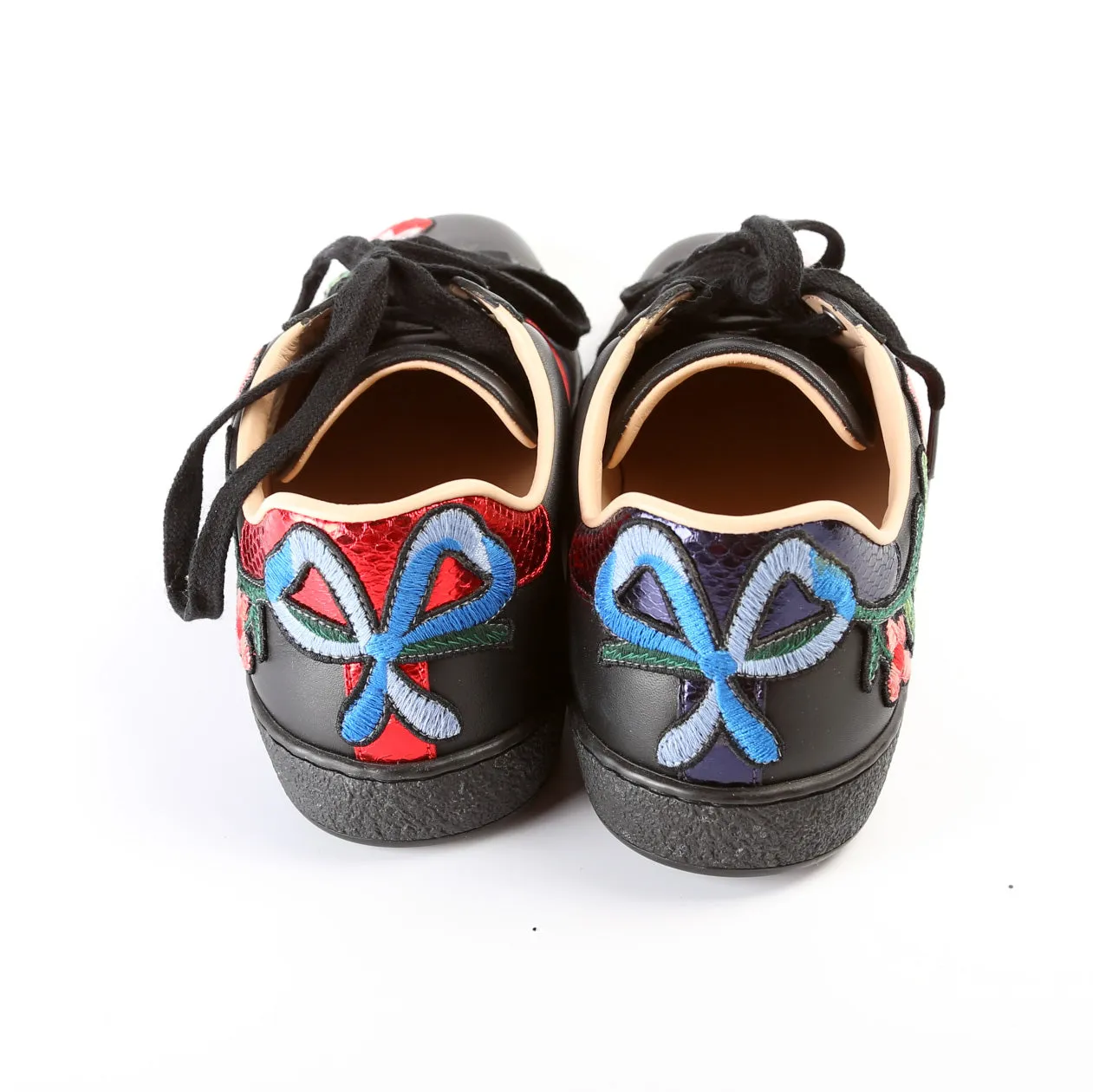 Ace Web Flower Embroidered Leather Sneaker Men's Size 5