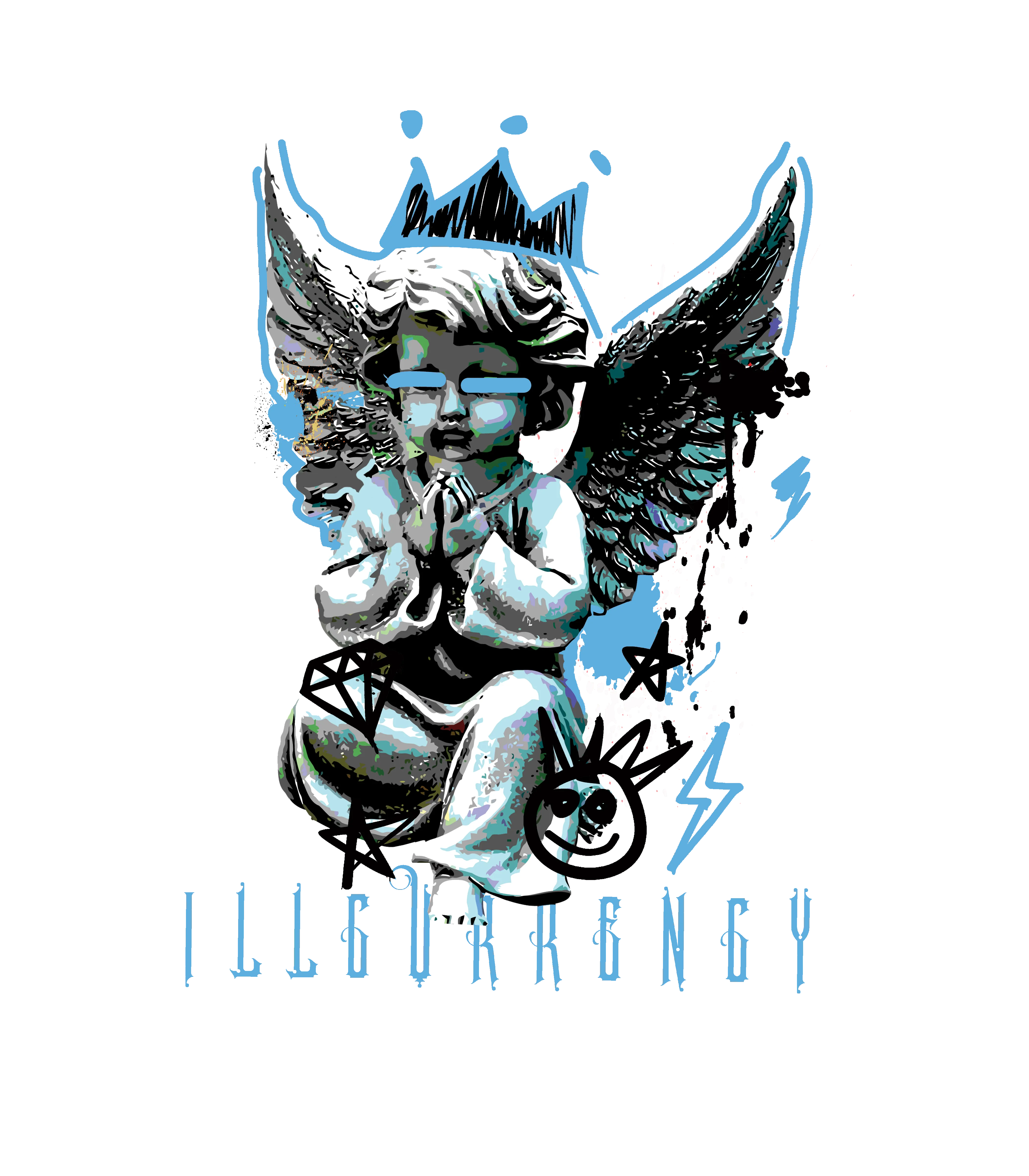 Air Jordan 11 Legend Blue White T-Shirt (Graffiti Angel)| illcurrency