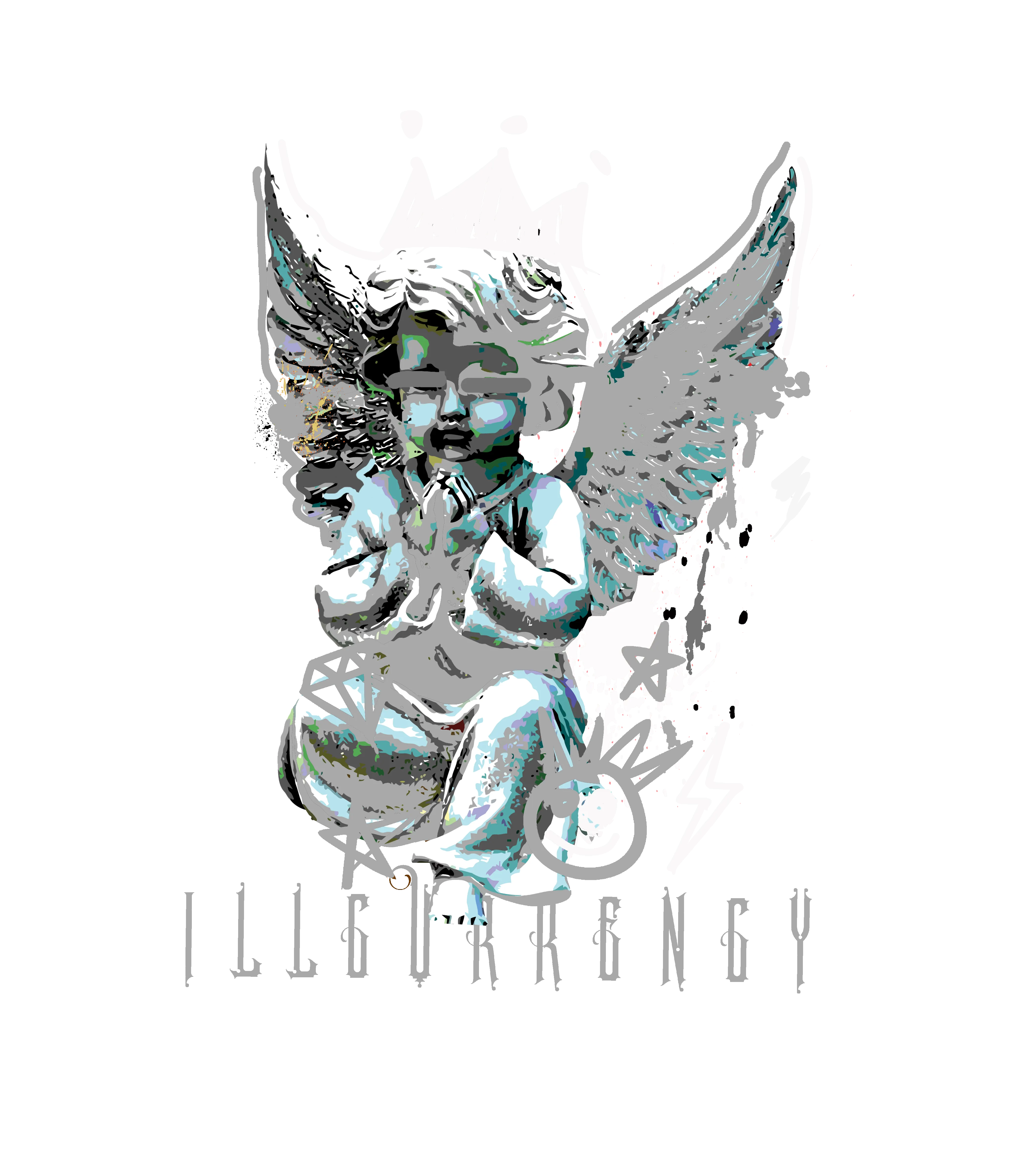Air Jordan 4 Fear Pack Black T-Shirt (Graffiti Angel)| illcurrency