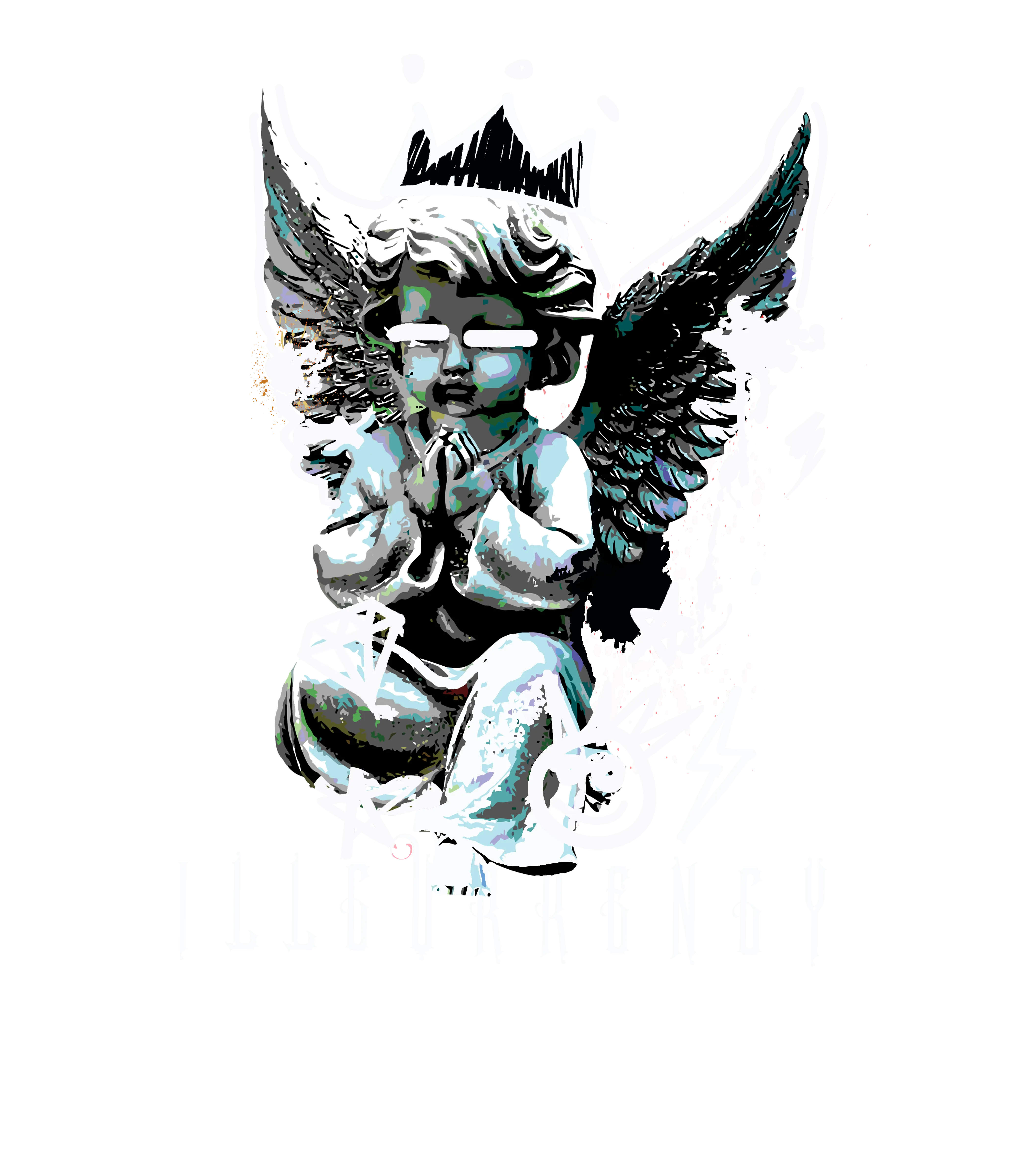 Air Jordan 4 White Thunder Black T-Shirt (Graffiti Angel)| illcurrency