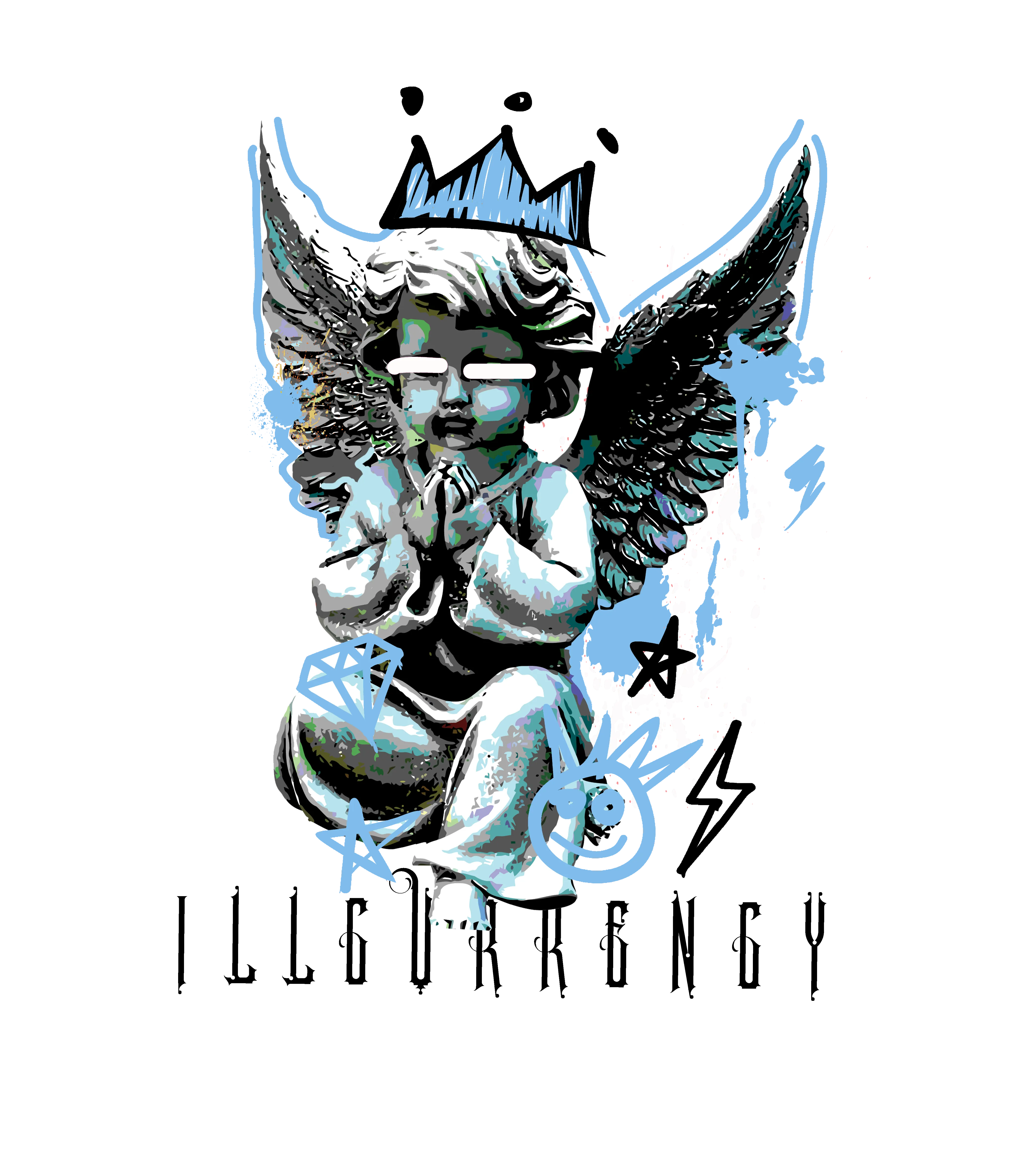 Air Jordan 9 “Powder Blue” | illcurrency White T-Shirt (Graffiti Angel)
