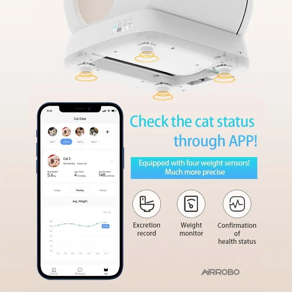AirRobo Automatic Self Cleaning Cat Litter Tray Box