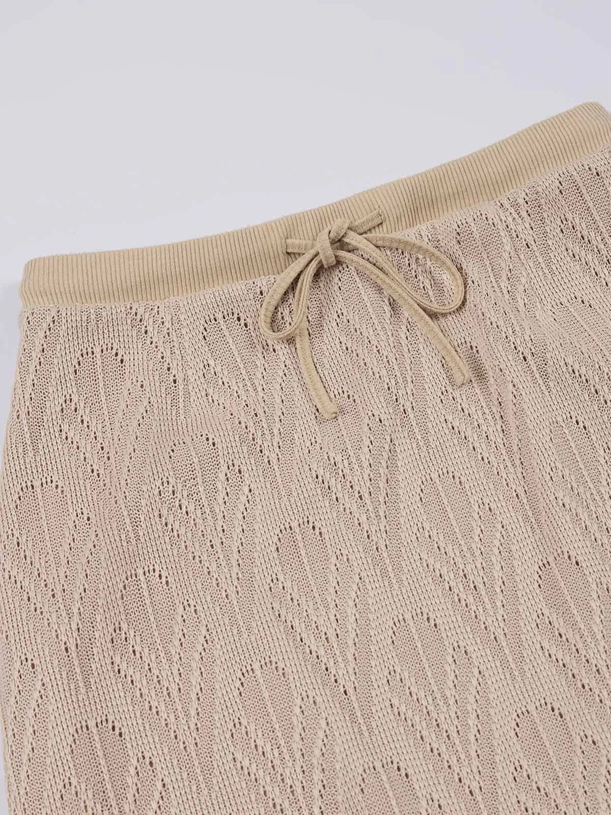 ASOBIO Hollow A-Line Knit Midi Skirt