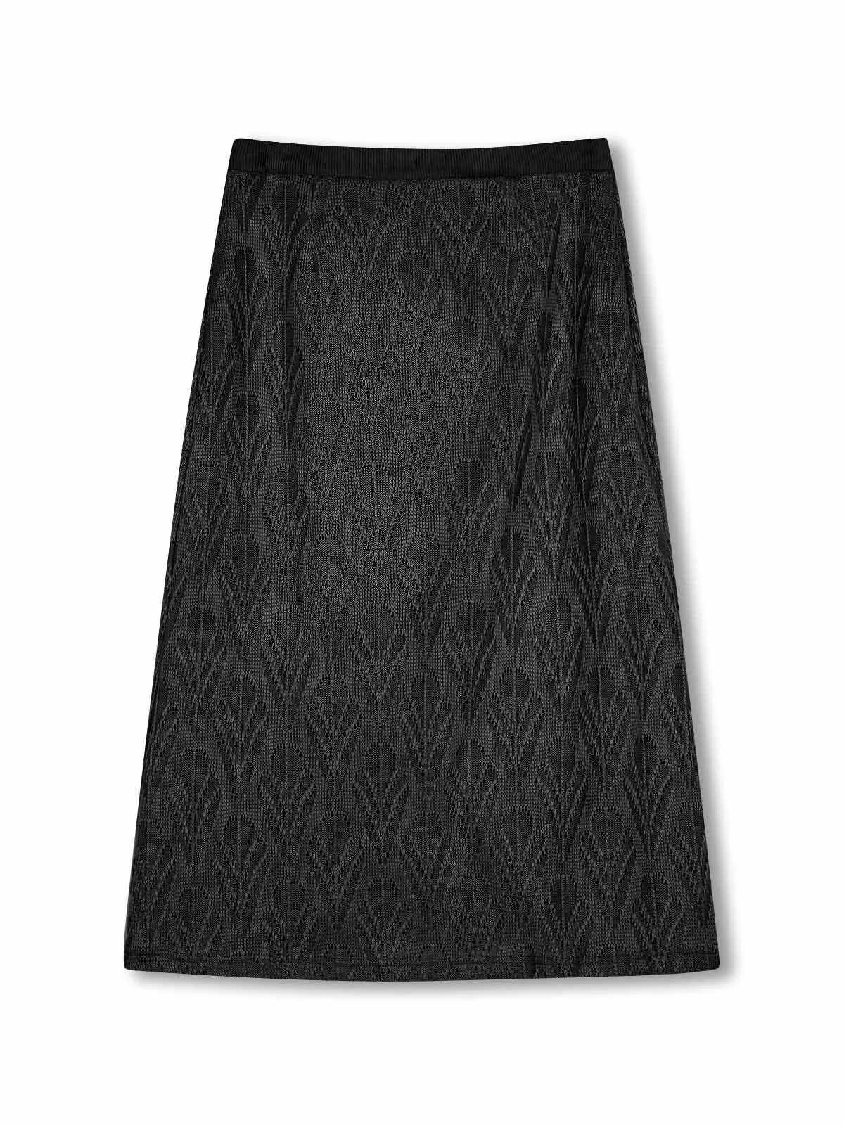 ASOBIO Hollow A-Line Knit Midi Skirt