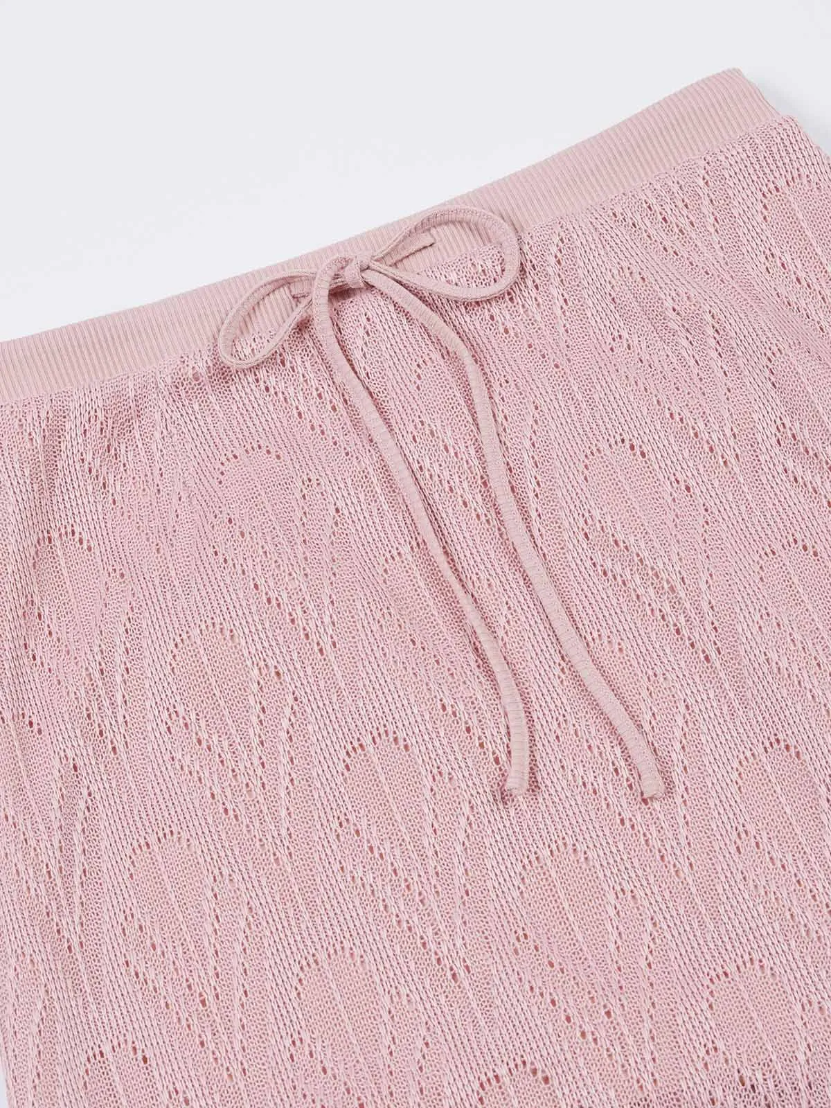 ASOBIO Hollow A-Line Knit Midi Skirt