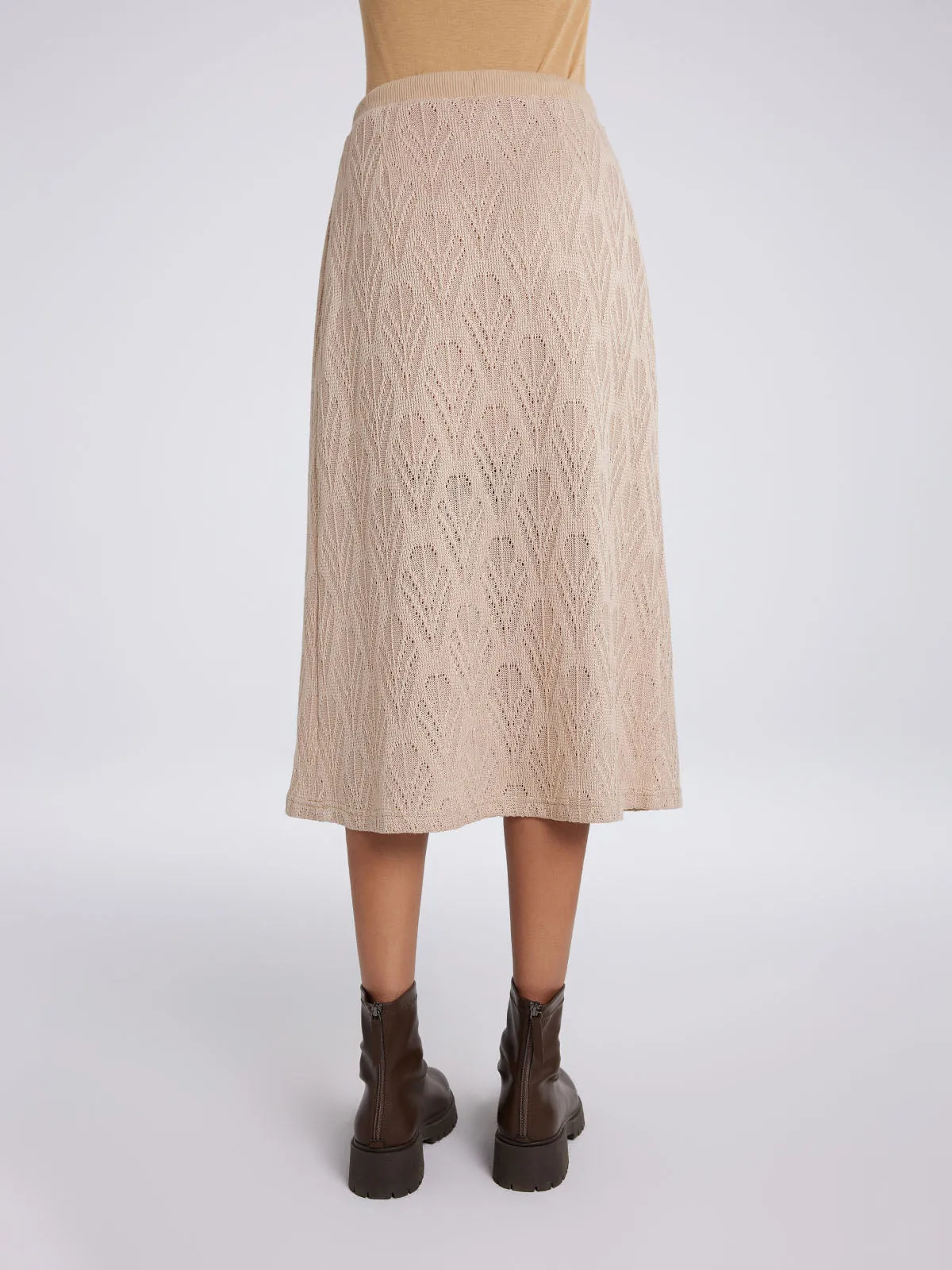 ASOBIO Hollow A-Line Knit Midi Skirt