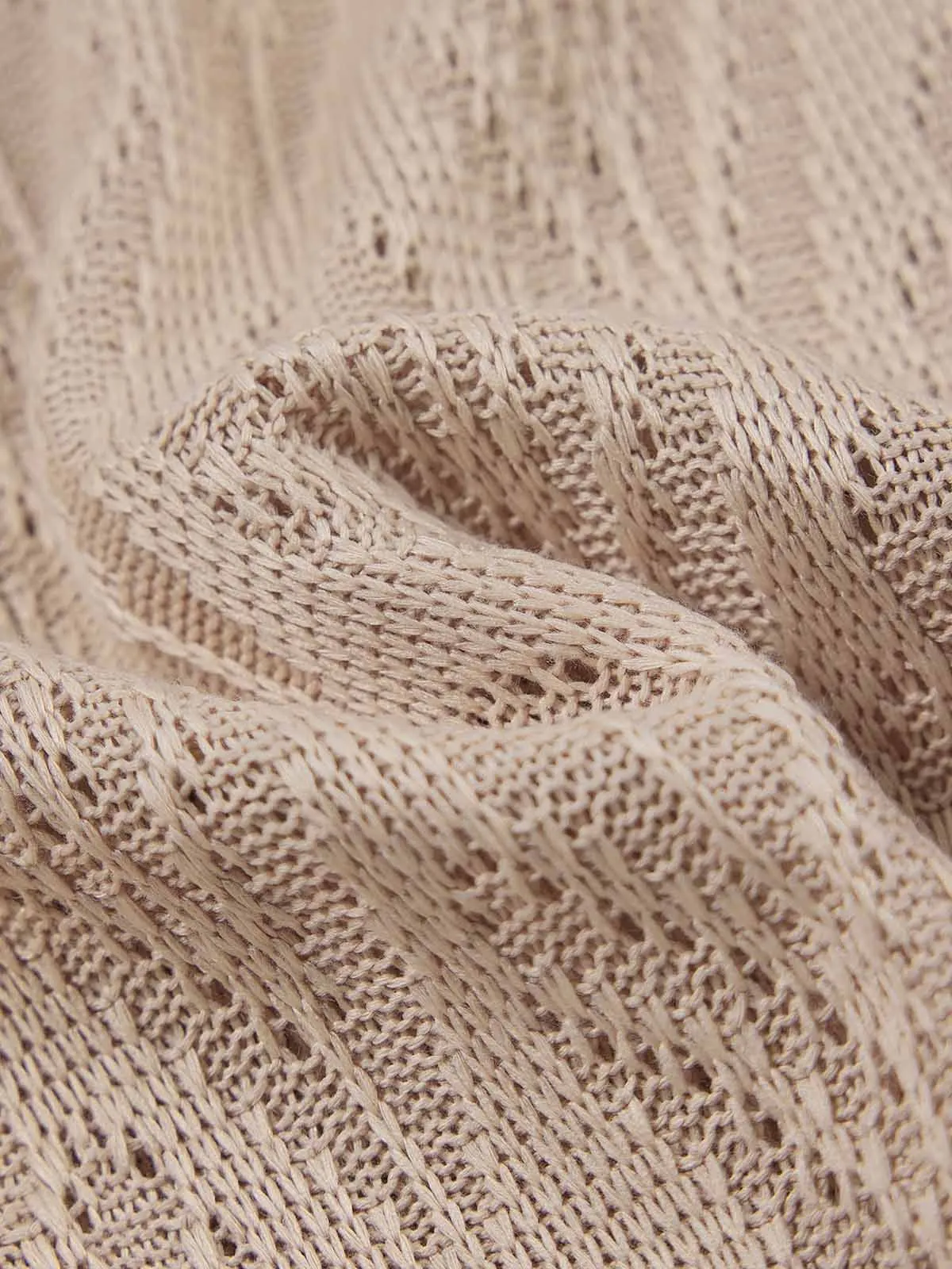ASOBIO Hollow A-Line Knit Midi Skirt