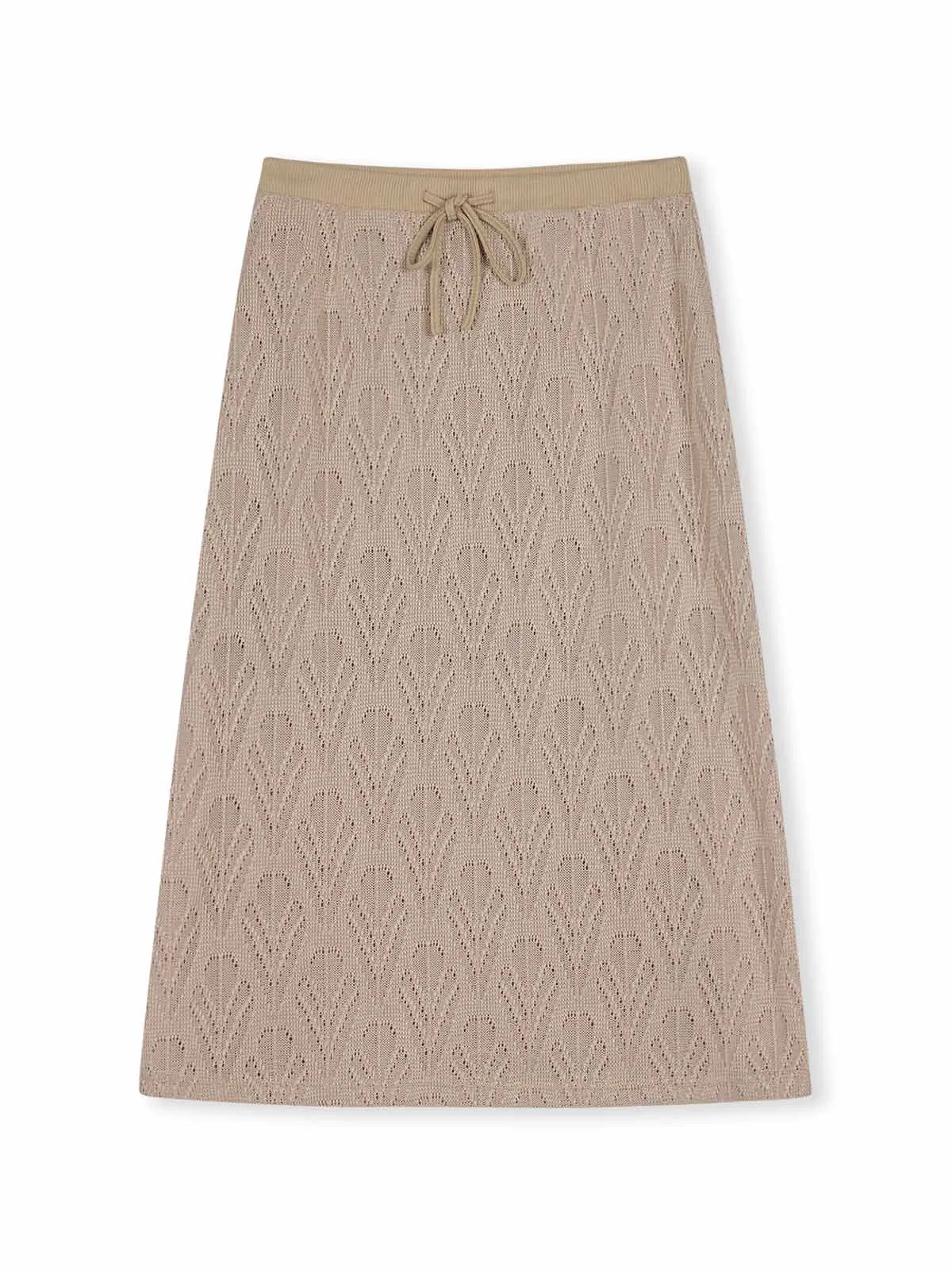 ASOBIO Hollow A-Line Knit Midi Skirt