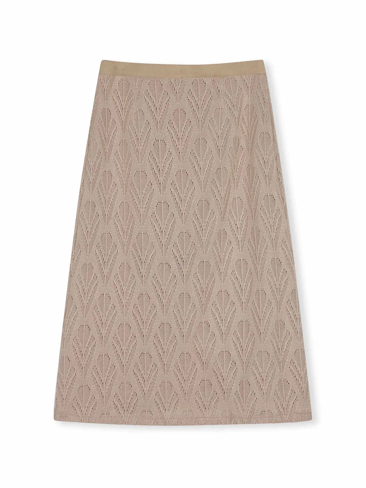 ASOBIO Hollow A-Line Knit Midi Skirt