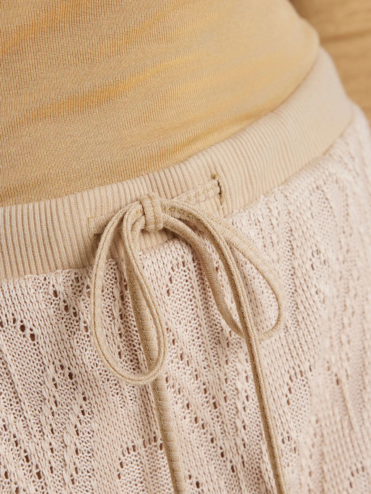 ASOBIO Hollow A-Line Knit Midi Skirt