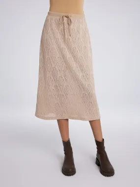 ASOBIO Hollow A-Line Knit Midi Skirt
