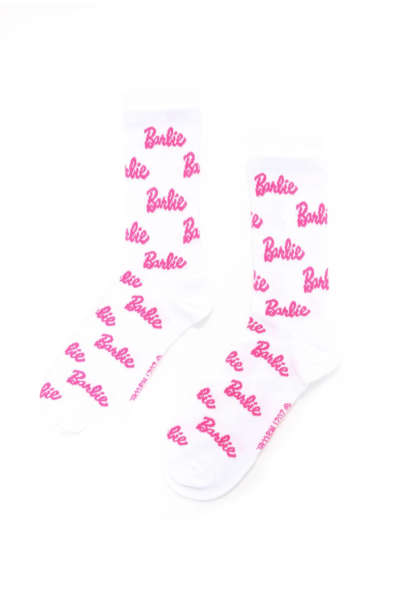 Barbie Crew Socks - White/Pink