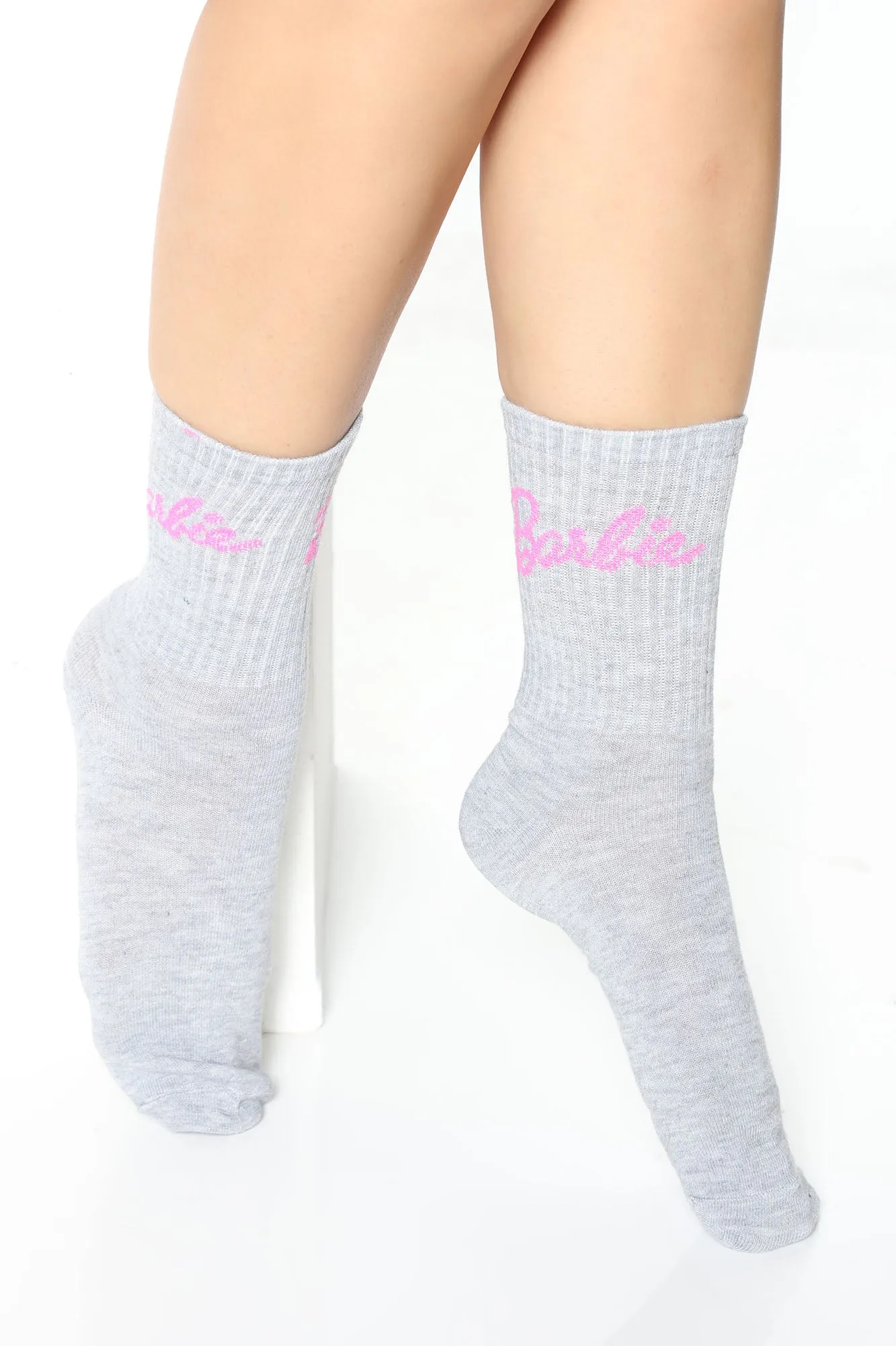 Barbie Girl Crew Socks - Grey/combo