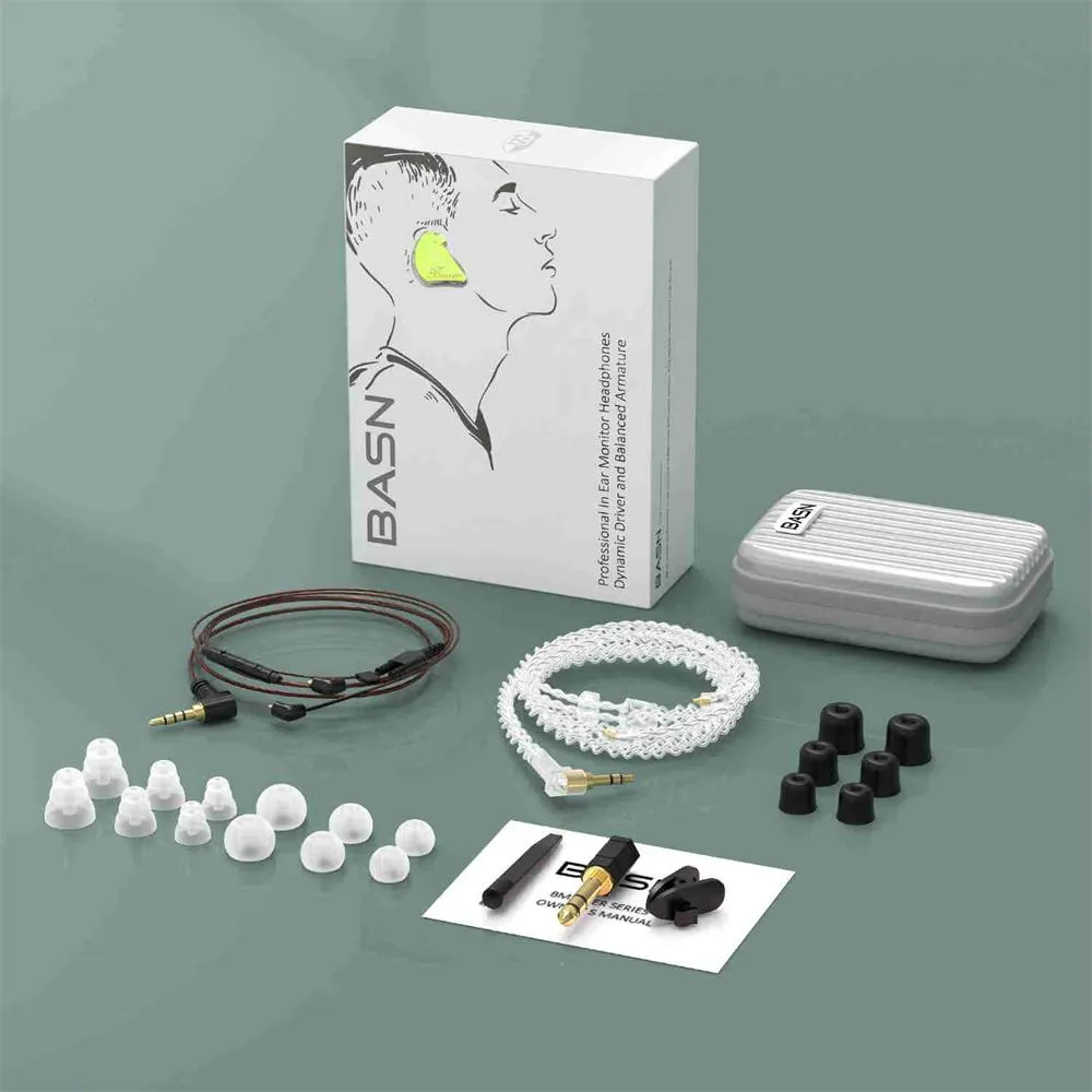 BASN Bmaster Triple Drivers In Ear Monitor Headphones (Yellow)
