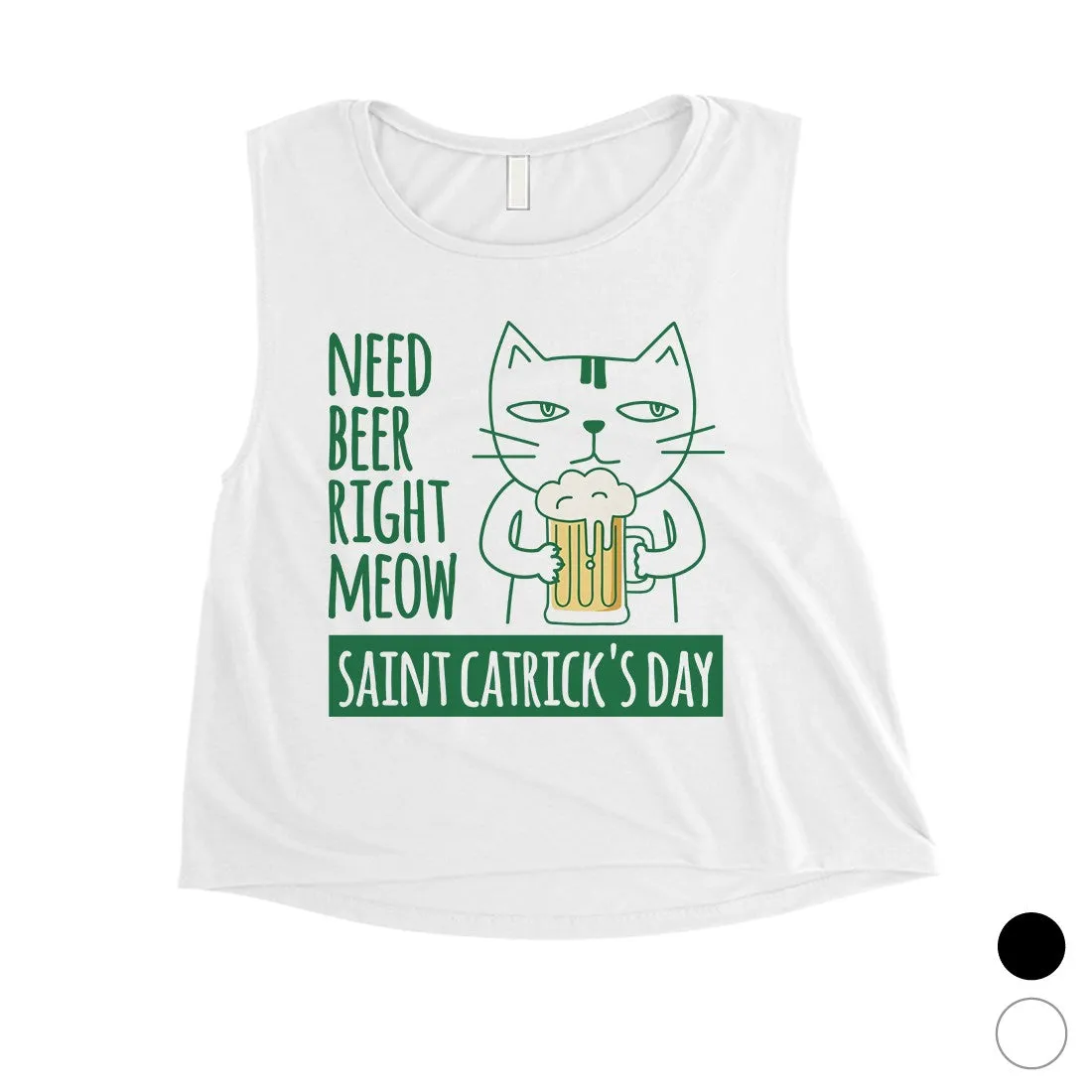 Beer Cat Patrick's Day Womens Crop Tank Top Cute Irish Theme Tanks