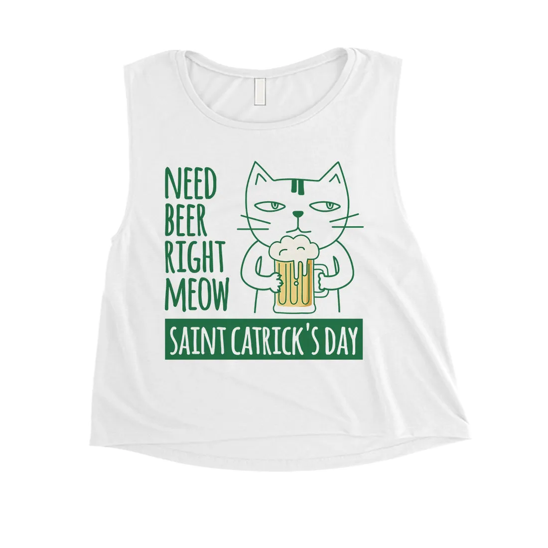 Beer Cat Patrick's Day Womens Crop Tank Top Cute Irish Theme Tanks