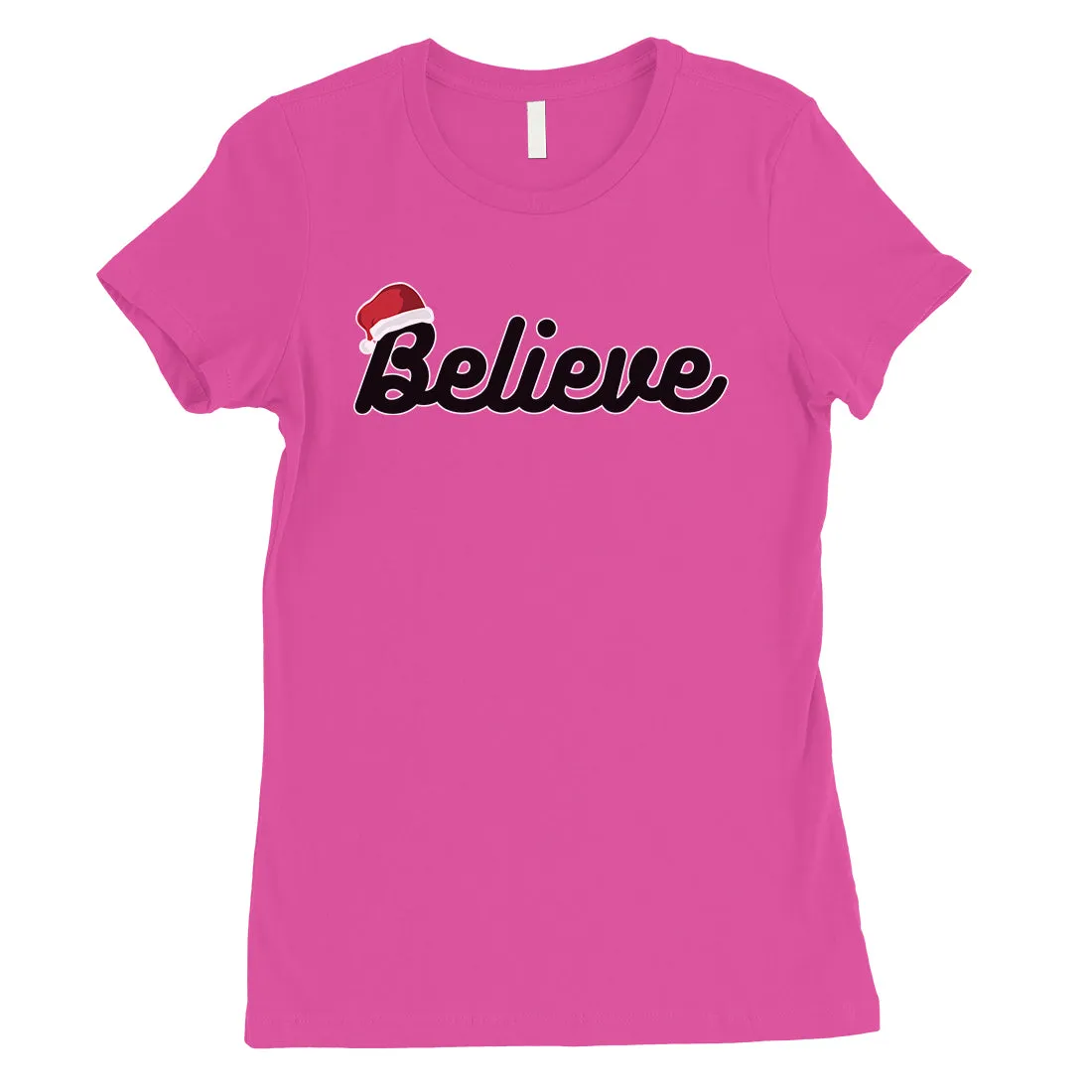 Believe Santa Hat Womens T-Shirt