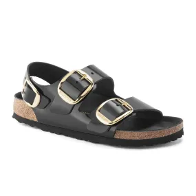Birkenstock Milano Big Buckle Narrow Backstrap Sandal (Women) - High Shine Black Leather