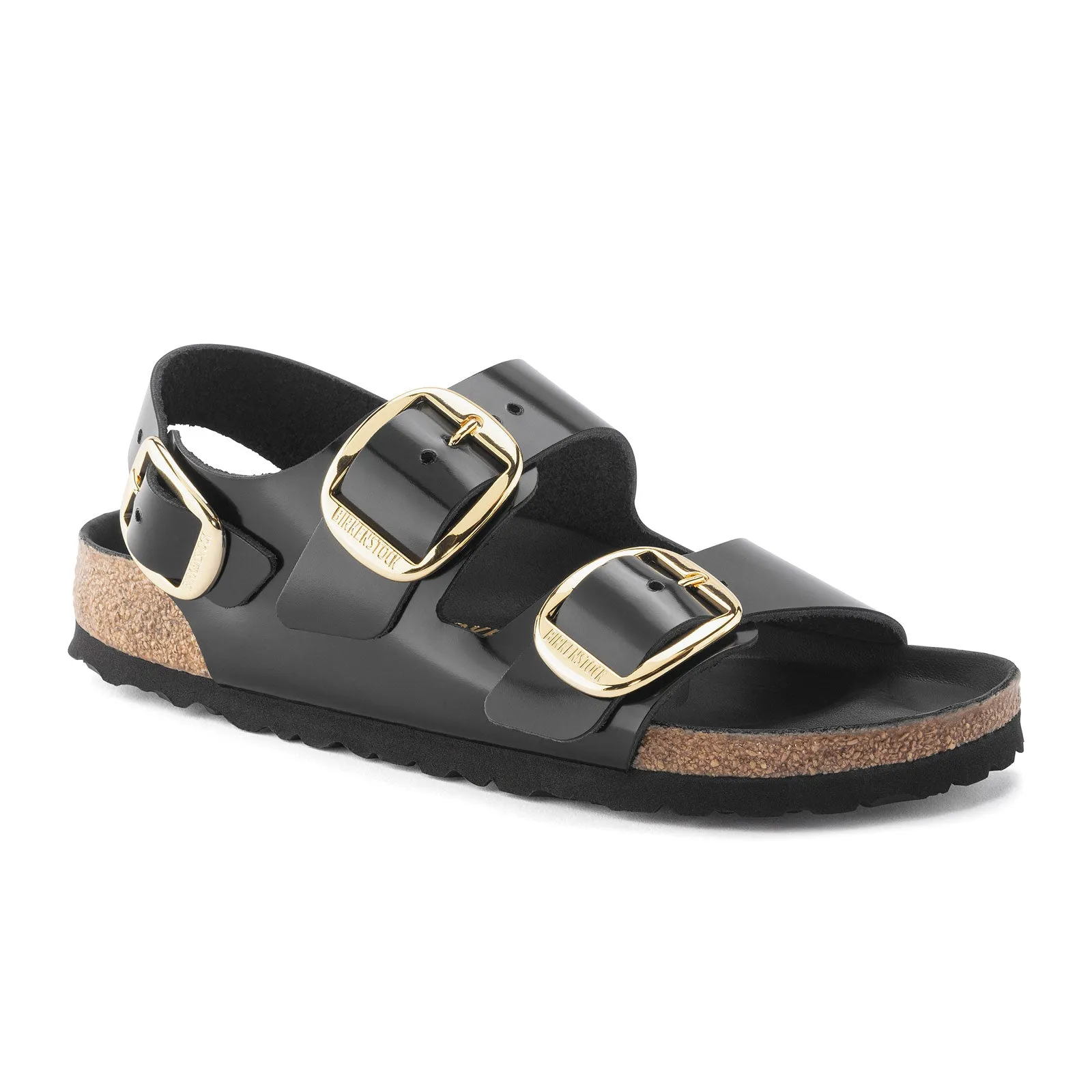 Birkenstock Milano Big Buckle Narrow Backstrap Sandal (Women) - High Shine Black Leather
