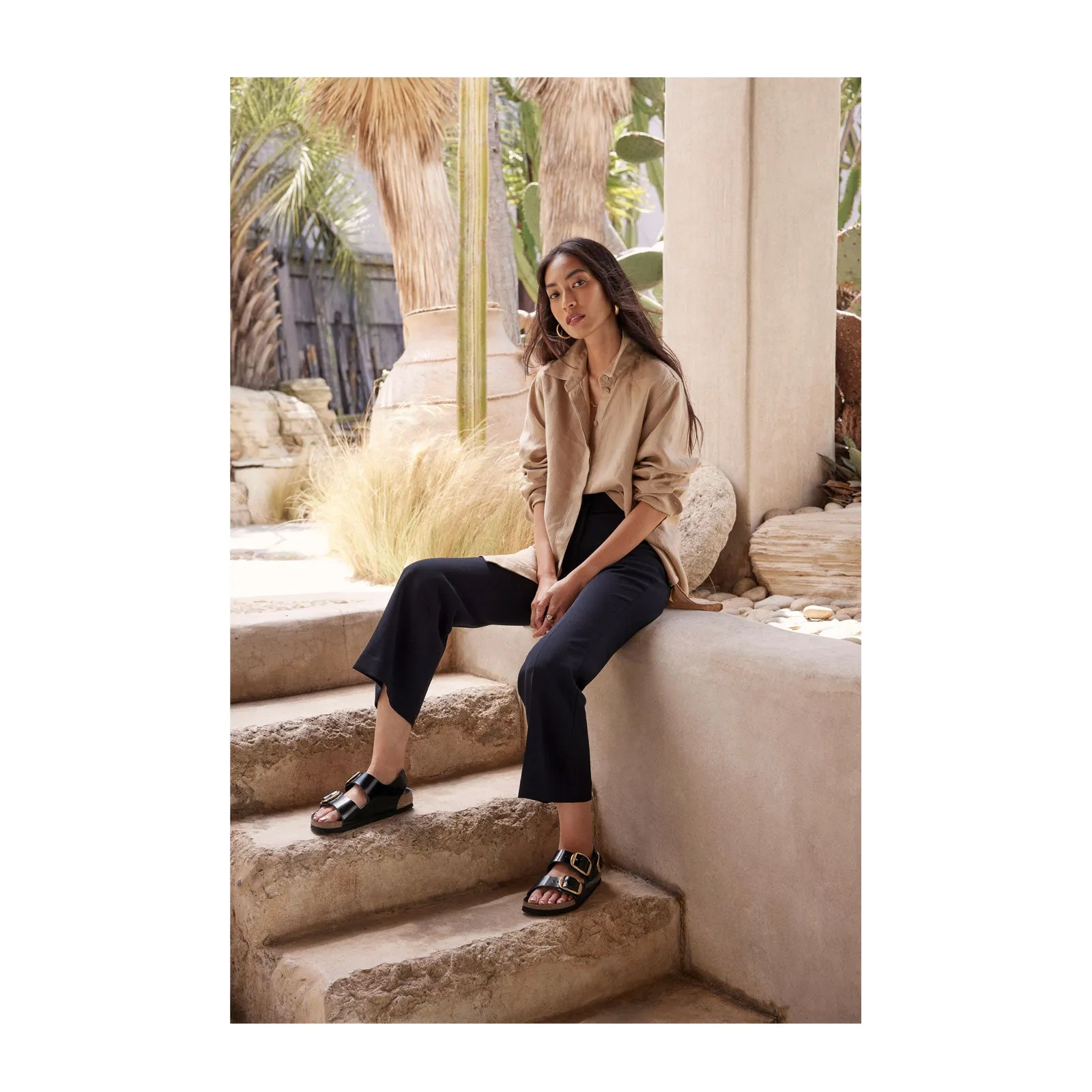 Birkenstock Milano Big Buckle Narrow Backstrap Sandal (Women) - High Shine Black Leather