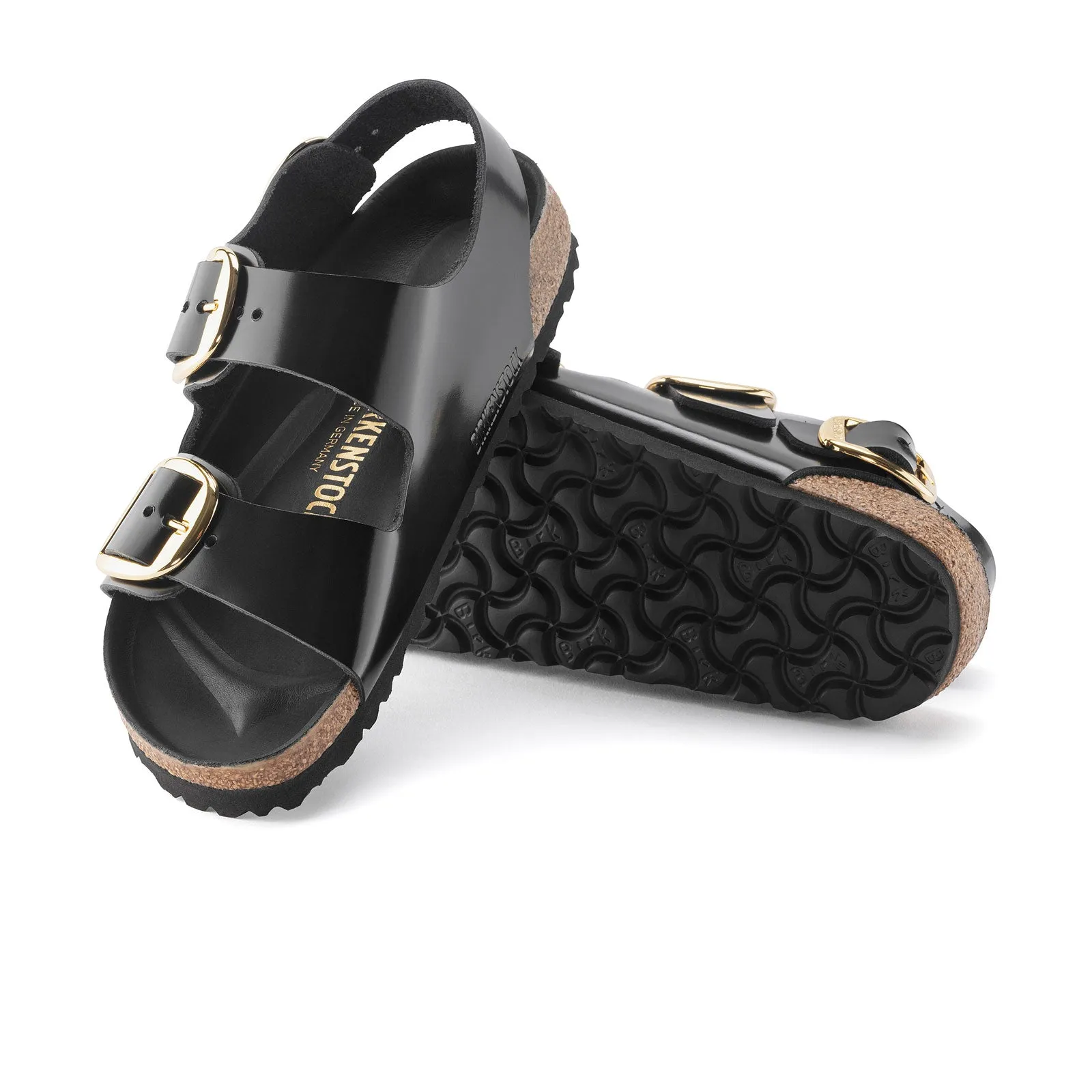Birkenstock Milano Big Buckle Narrow Backstrap Sandal (Women) - High Shine Black Leather