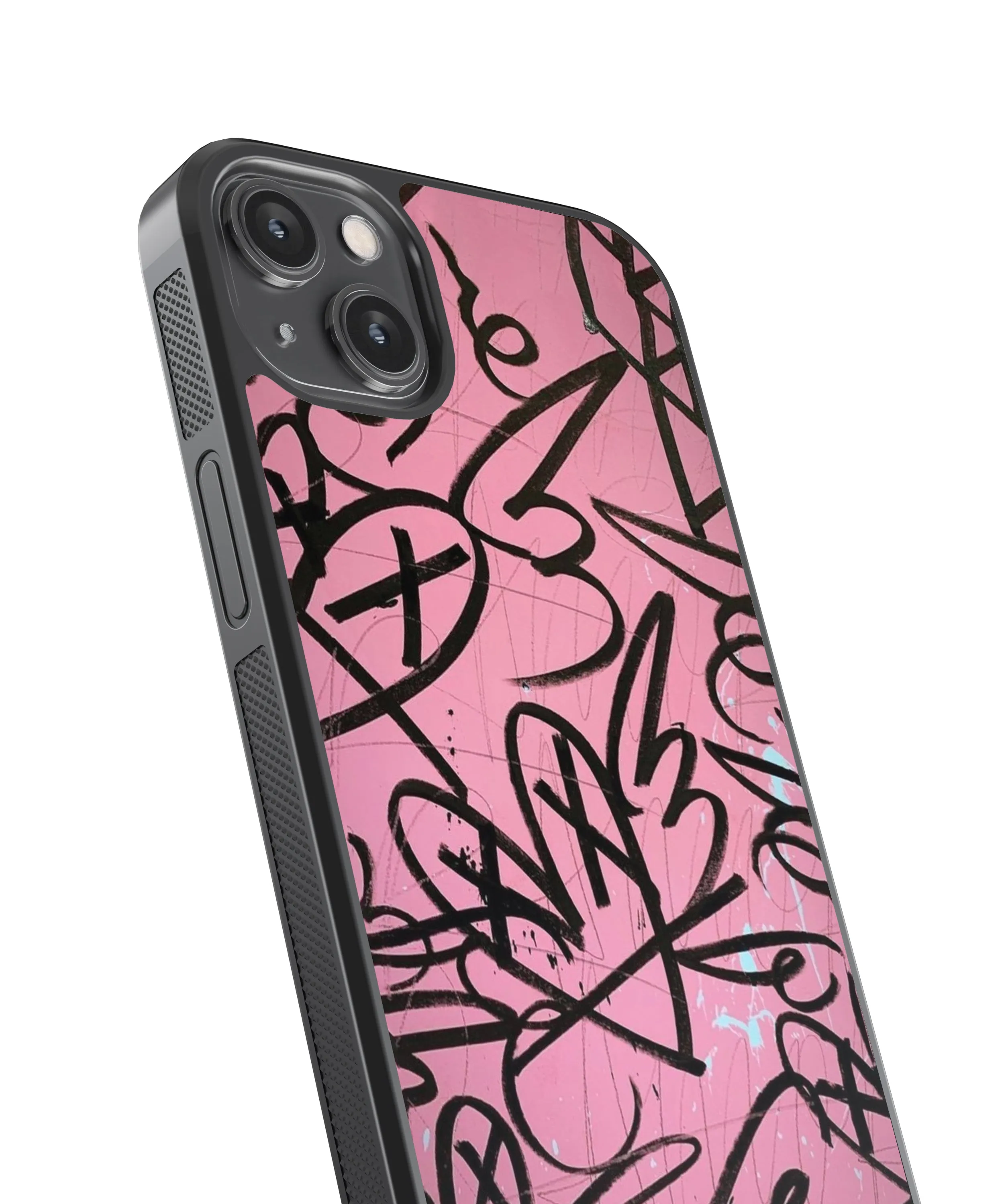 Black & Pink Graffiti Abstract Glass Phone Case Cover