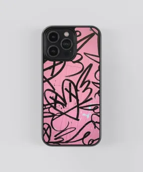 Black & Pink Graffiti Abstract Glass Phone Case Cover