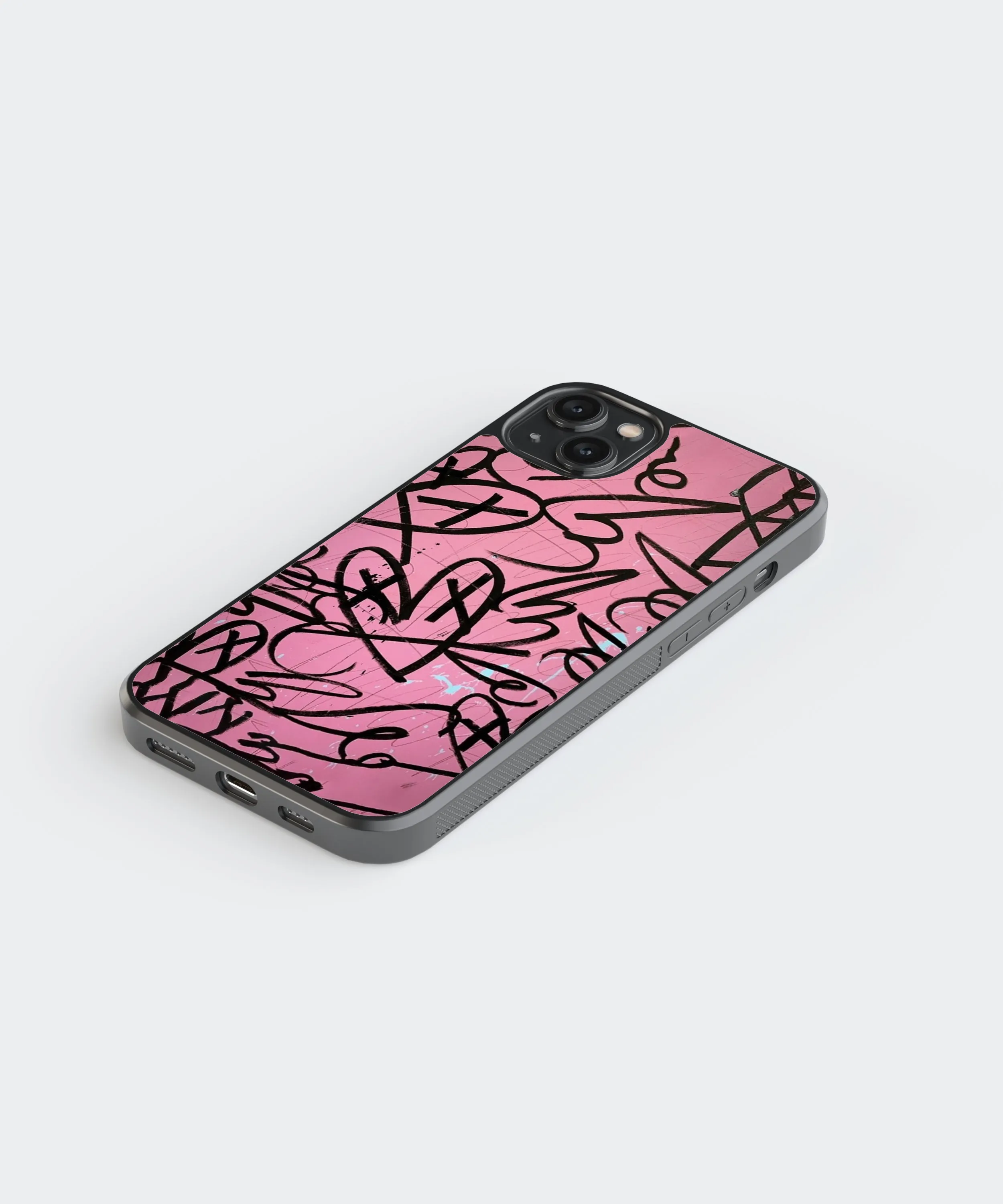 Black & Pink Graffiti Abstract Glass Phone Case Cover