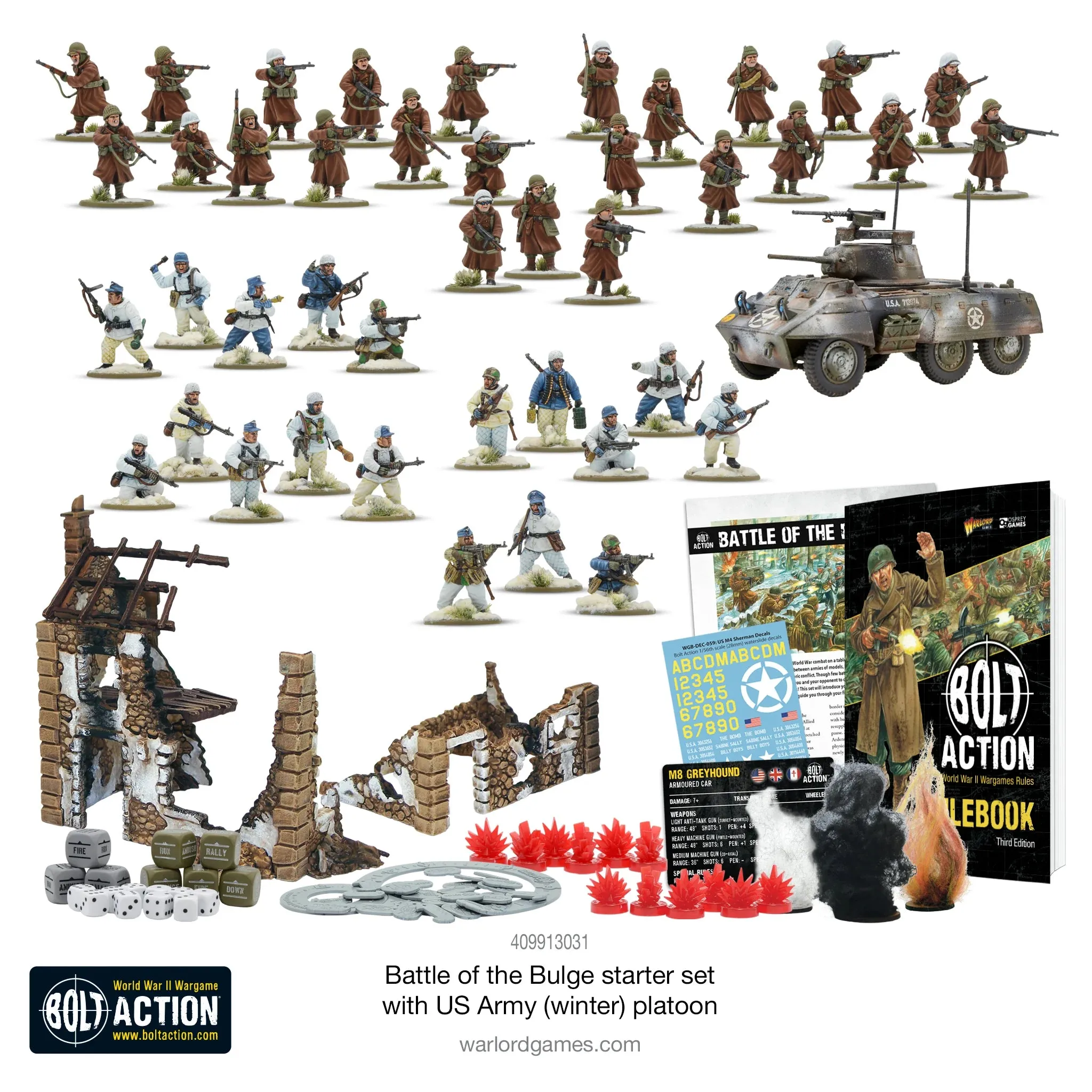 Bolt Action - Battle Of The Bulge Starter Set With Us Army (Winter) Platoon