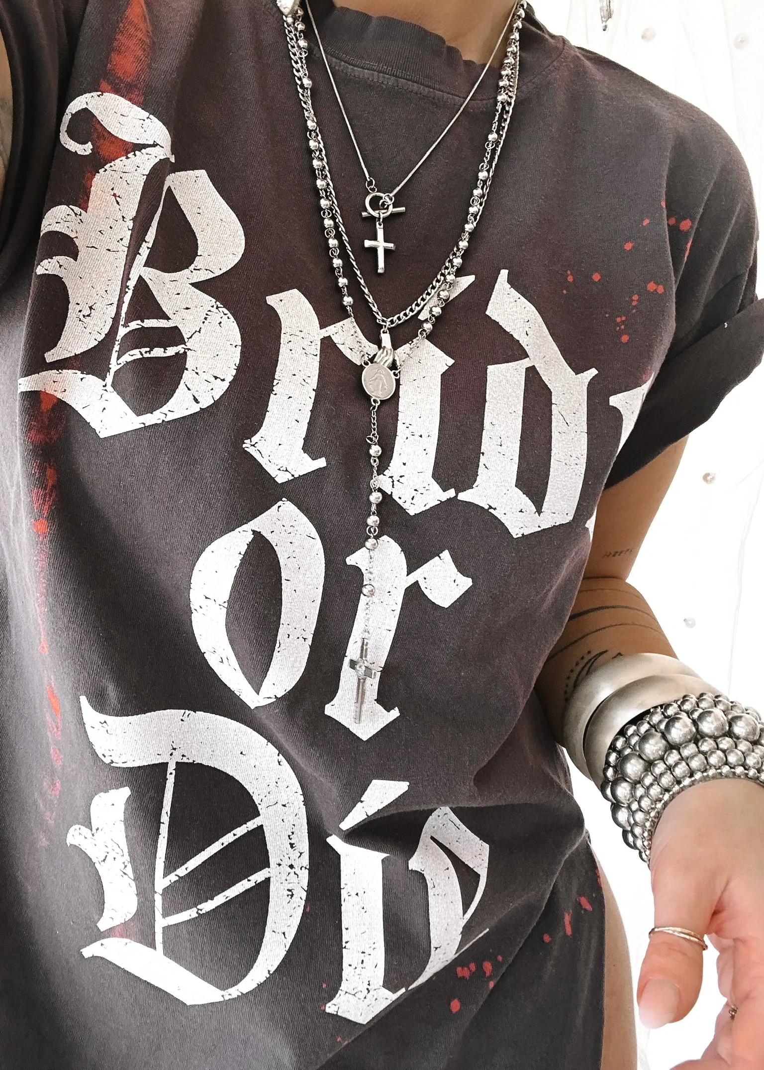BRIDE OR DIE BLEACHED OUT SIDE SLIT TEE