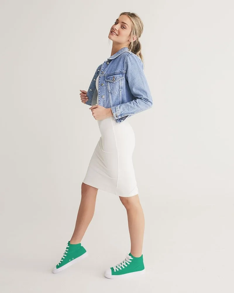 Bright Cool Green Women's High-top Canvas Sneakers | Women's | Bright Pure Cool Green | C100M0Y75K0