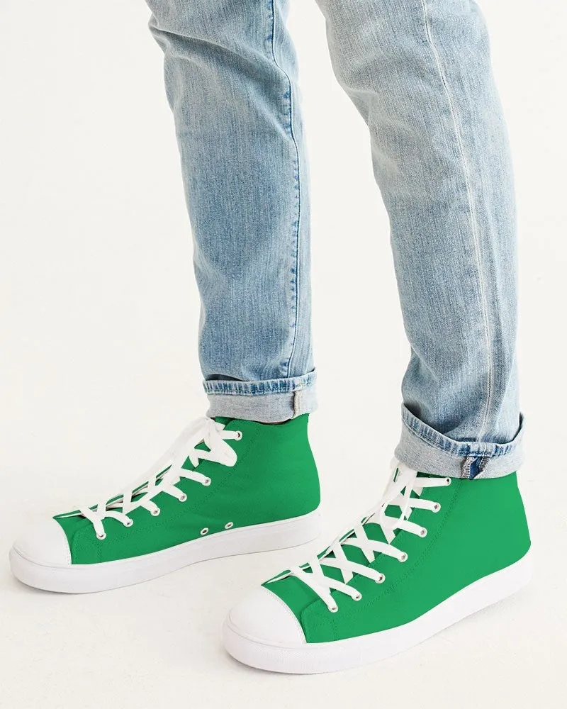 Bright Green Men's High-top Canvas Sneakers | Men's | Bright Pure Green | C100M0Y100K0
