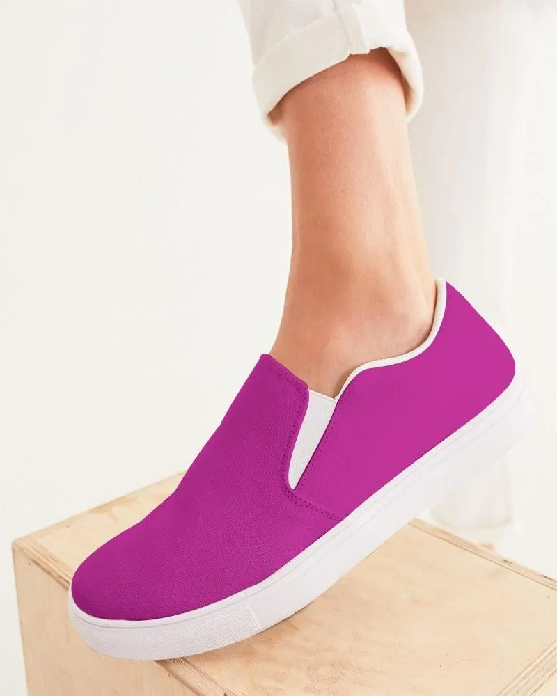 Bright Magenta Purple Slip-On Canvas Sneakers | Women's | Bright Pure Magenta Purple | C25M100Y0K0