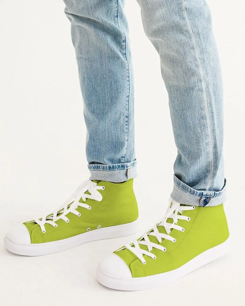 Bright Yellow Warm Green Men's High-top Canvas Sneakers | Men's | Bright Pure Yellow Warm Green | C25M0Y100K0