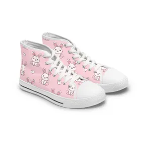 Bunny with Hearts Women's High Top Sneakers
