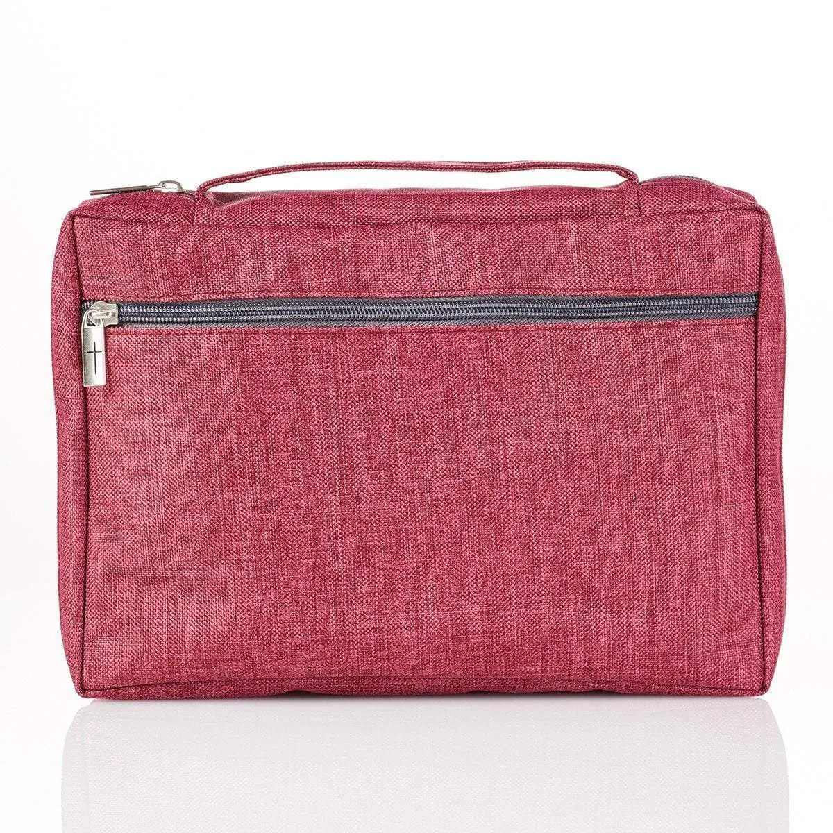 Burgundy Poly-Canvas Bible Cover With Fish Applique
