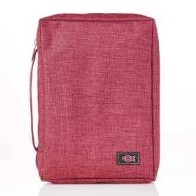 Burgundy Poly-Canvas Bible Cover With Fish Applique